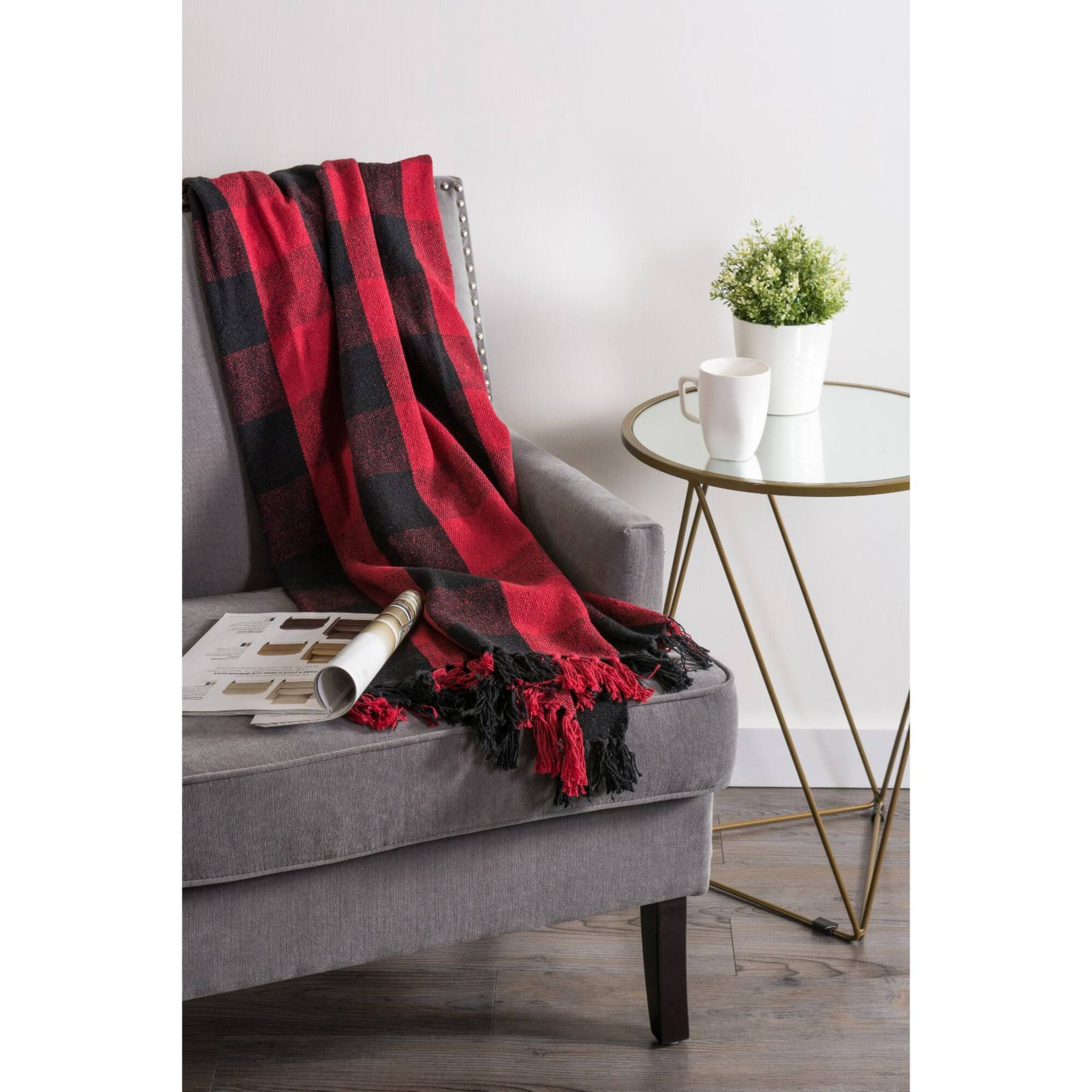 DII® Tango Red & Black Buffalo Check Throw